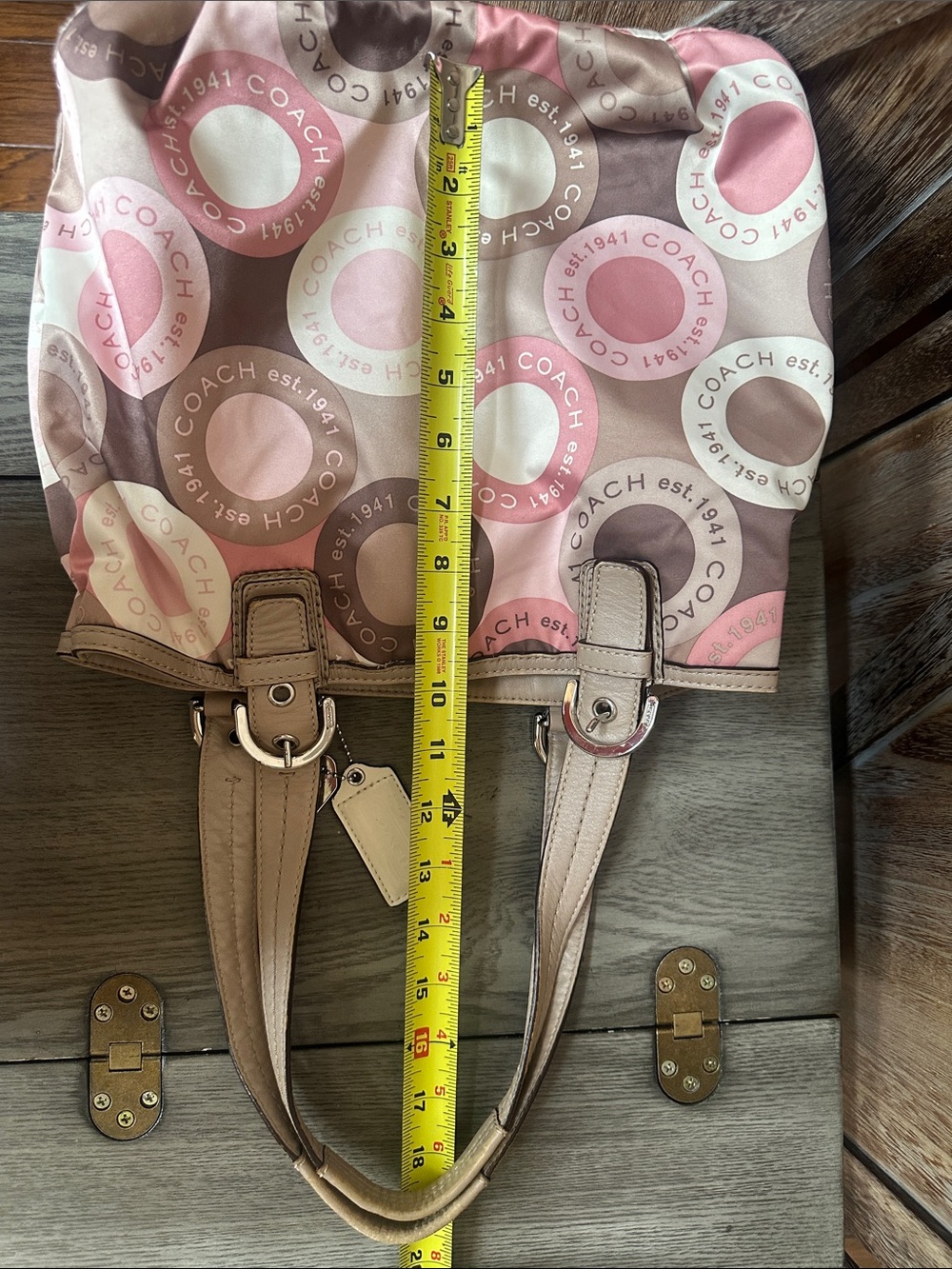 Coach Vintage Soho Snaphead Pink & Taupe Shoulder Tote Matching Wristlet RARE - Picture 15 of 16